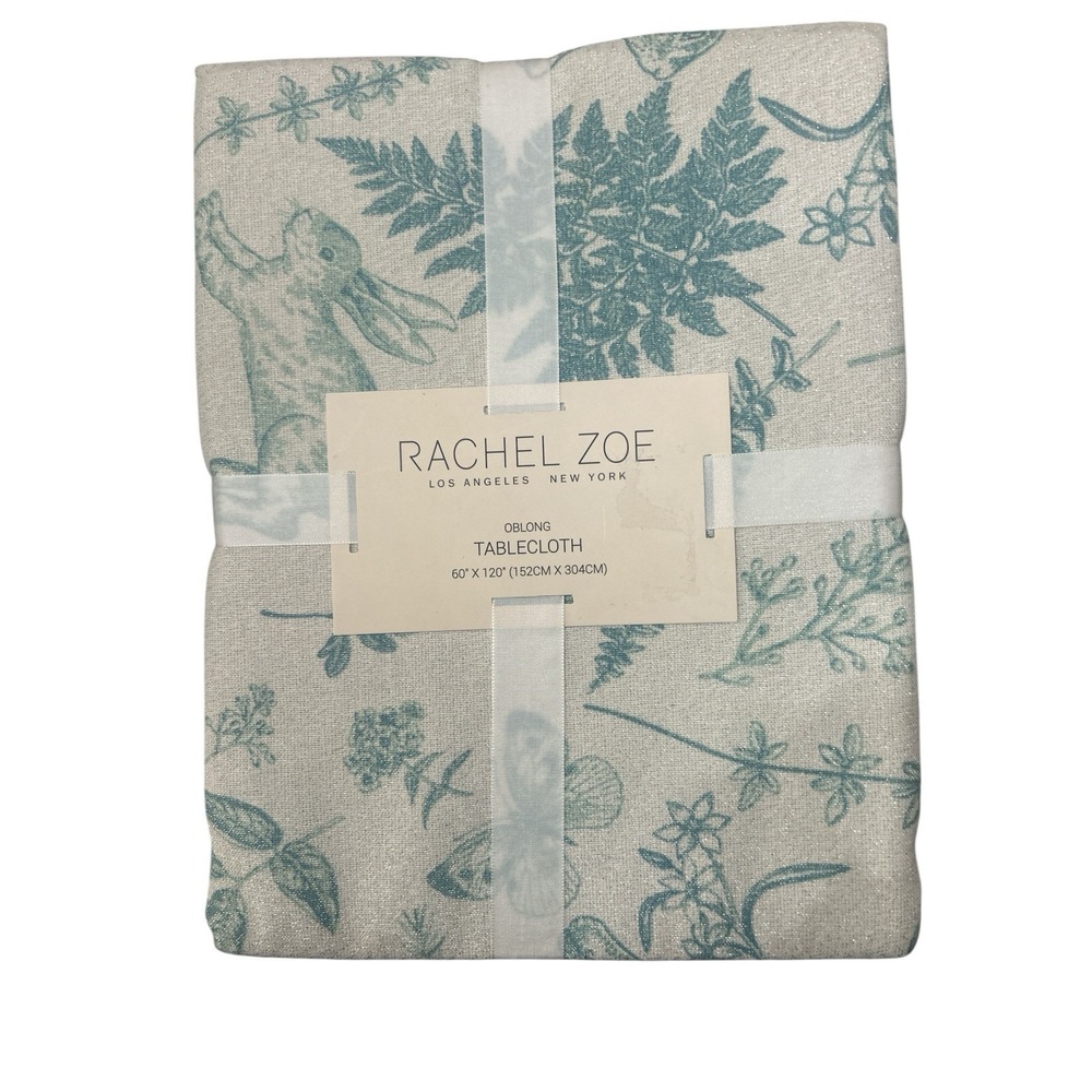 Rachel Zoe Easter Spring Farmhouse French‎ Country Oblong Tablecloth Metallic
